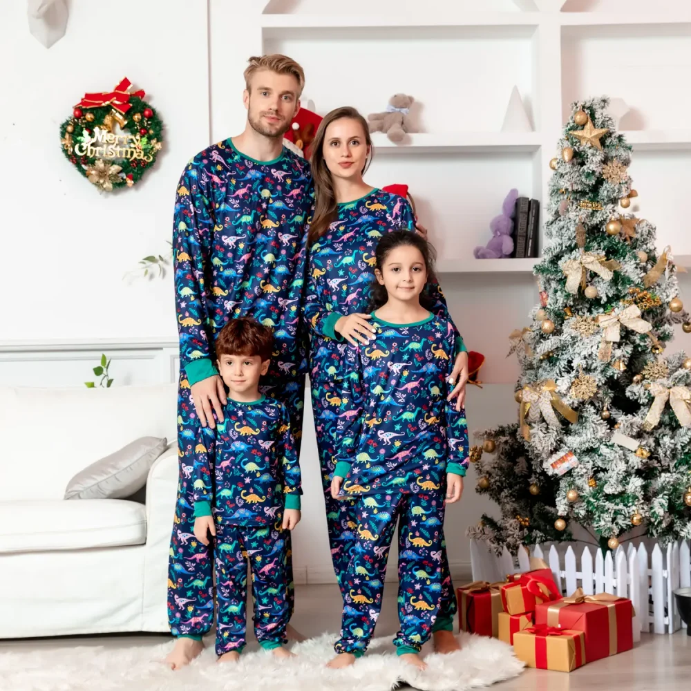 Blue Dinosaur Christmas Pajamas 6