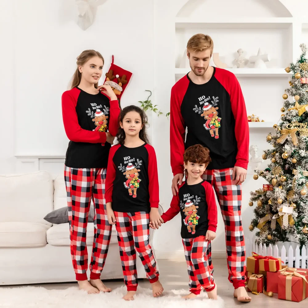 Red Gift Giving Reindeer Christmas Pajamas 15